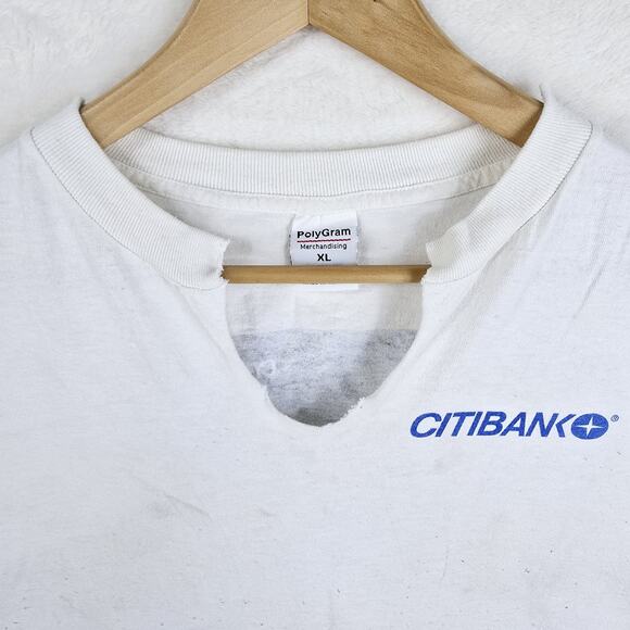 Vintage 90s Elton John White Shirt Sz XL 1998 World Tour Chopped Thrashed - Picture 3 of 13